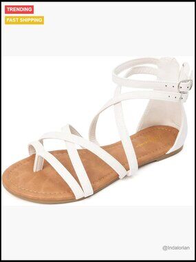 Women's Gladiator Strap Sandals Flat Fisherman Thong Cross Strappy Sandals